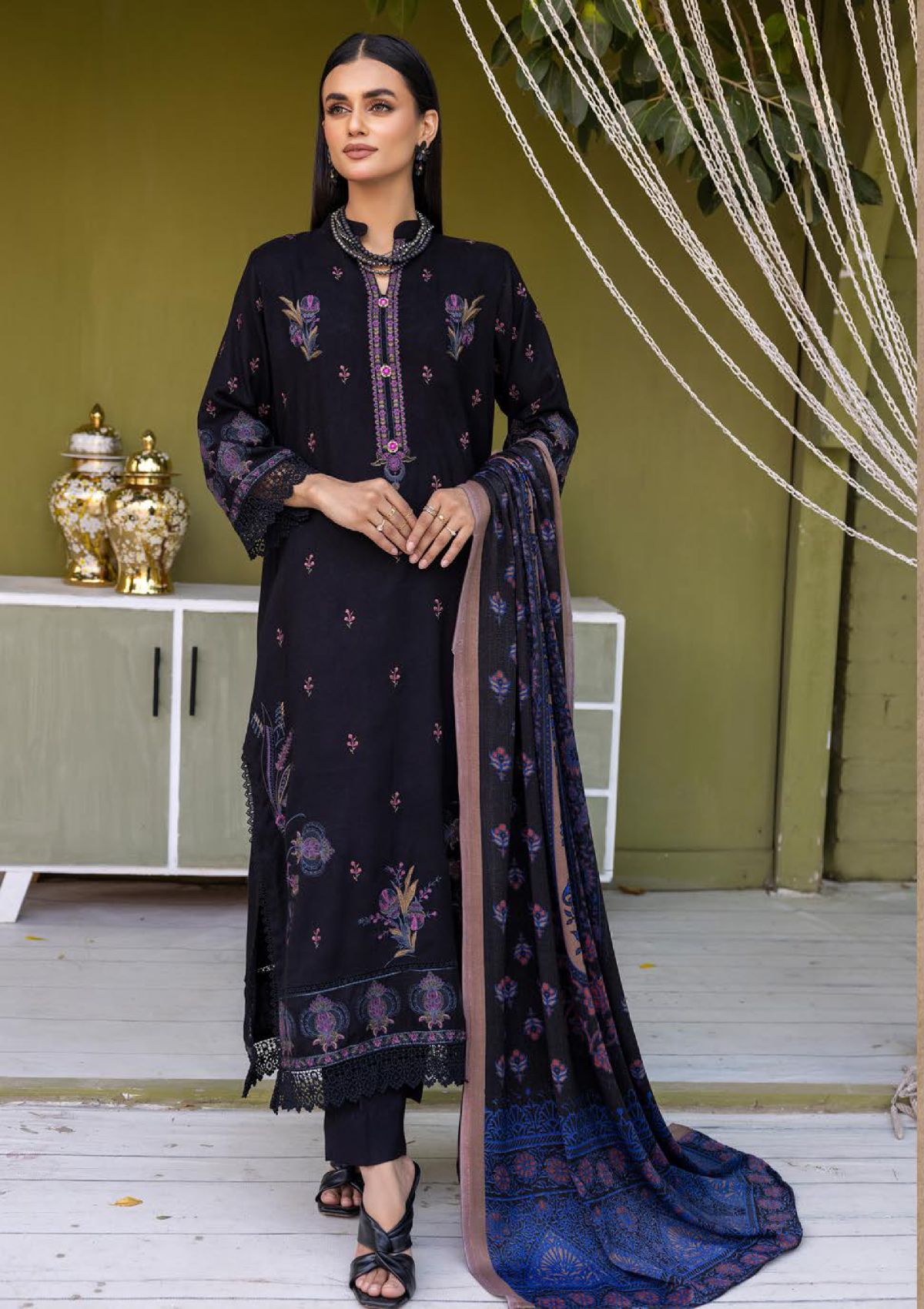 Khoobsurat Uraan Emb Peach Leather'23 U-10 - Mohsin Saeed Fabrics
