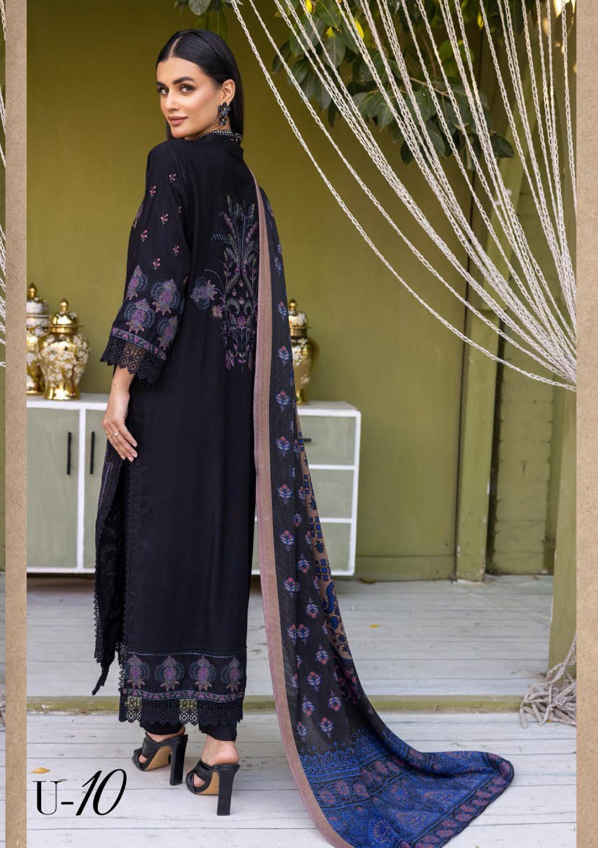 Khoobsurat Uraan Emb Peach Leather'23 U-10 - Mohsin Saeed Fabrics
