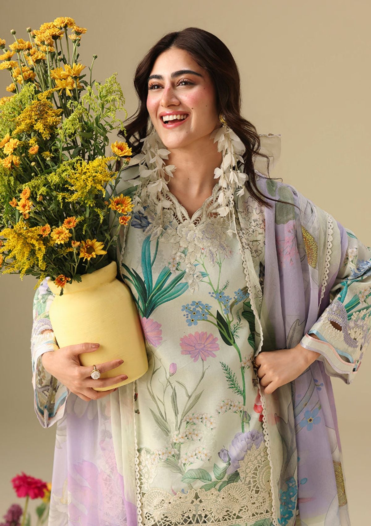 Hemline By Mushq Solail Pirnts'26 D-306 Vanilla Lush