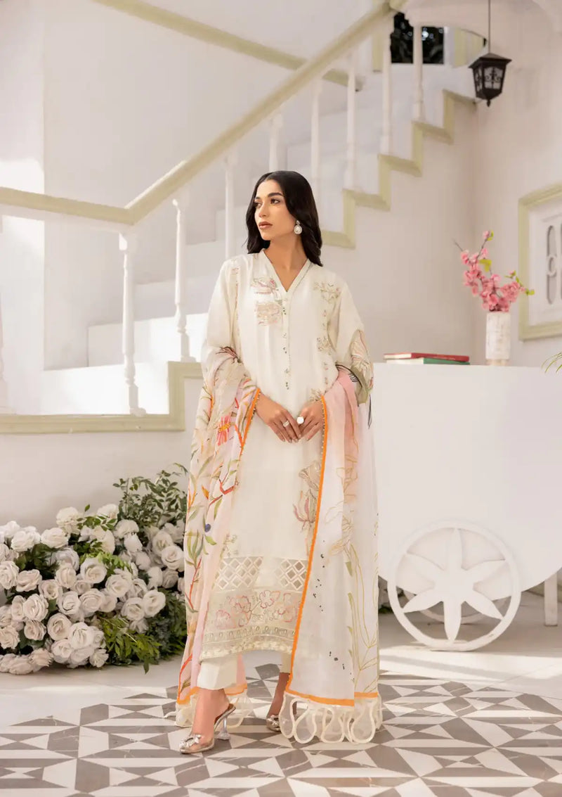 Clothere By Anam Eid Fete'24 D-01 OFF White - Mohsin Saeed Fabrics