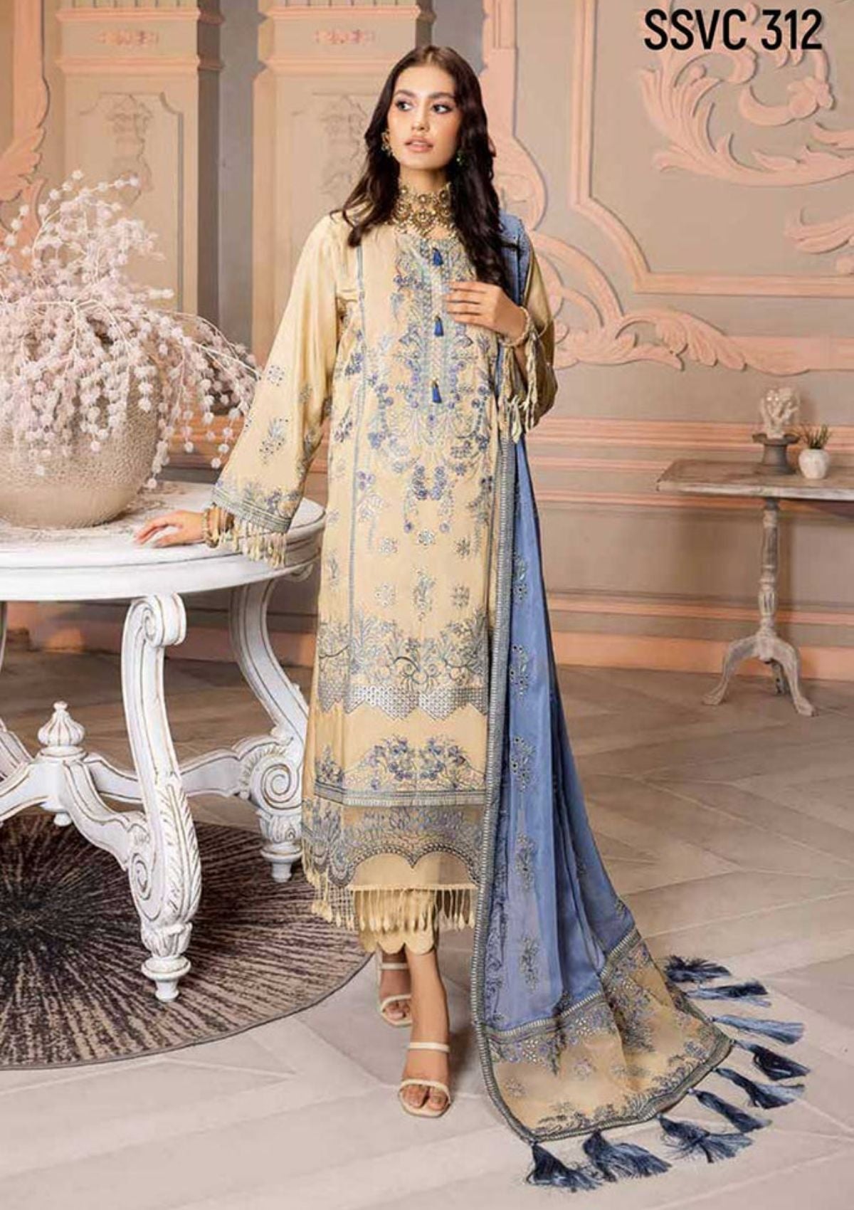 Shaista Embroidered Viscose'22 V-2 D-312 - Mohsin Saeed Fabrics