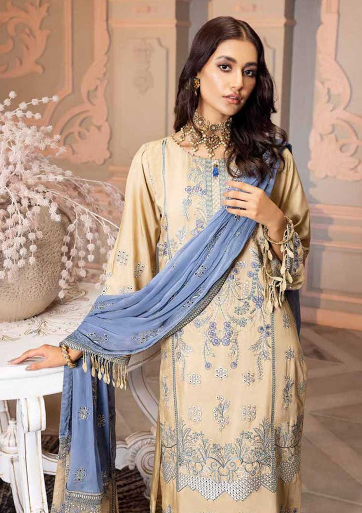 Shaista Embroidered Viscose'22 V-2 D-312 - Mohsin Saeed Fabrics