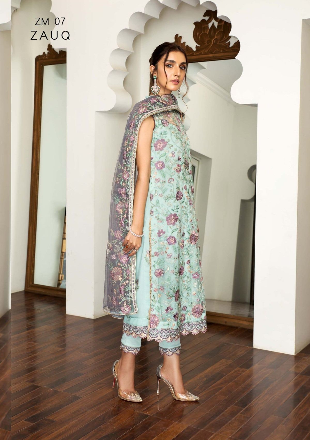 Zarif Mehakmah Emb Chiffon Collection ZM-07 ZAUQ - Mohsin Saeed Fabrics