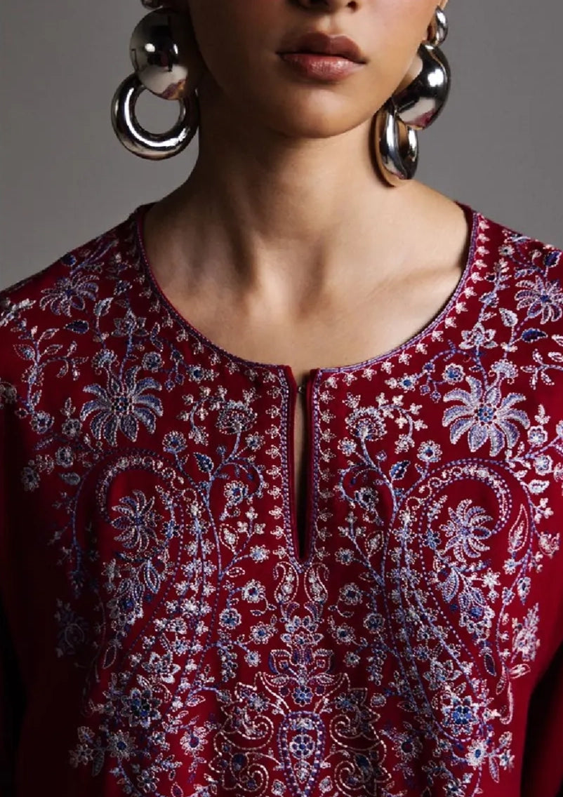 Zara Shahjahan Saraab Winter'26 -QIRMIZ