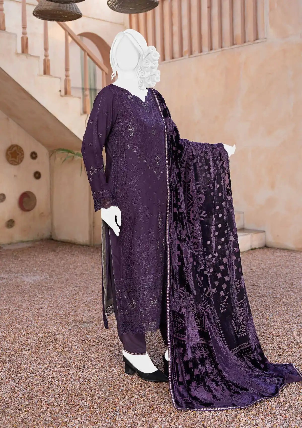 Zar Gul Emb Velvet'24 D-07