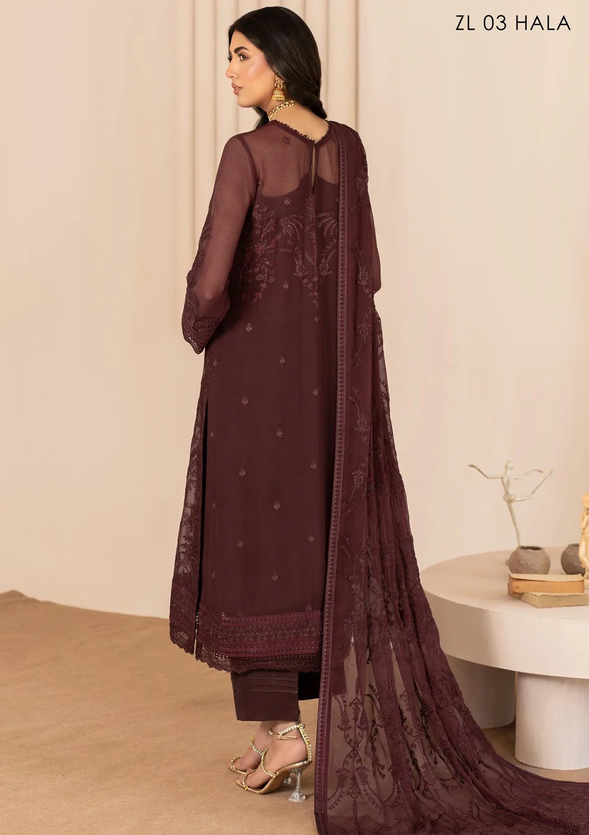 Zarif Thread Works Chiffon Edit'24 ZL-03 HALA - Mohsin Saeed Fabrics