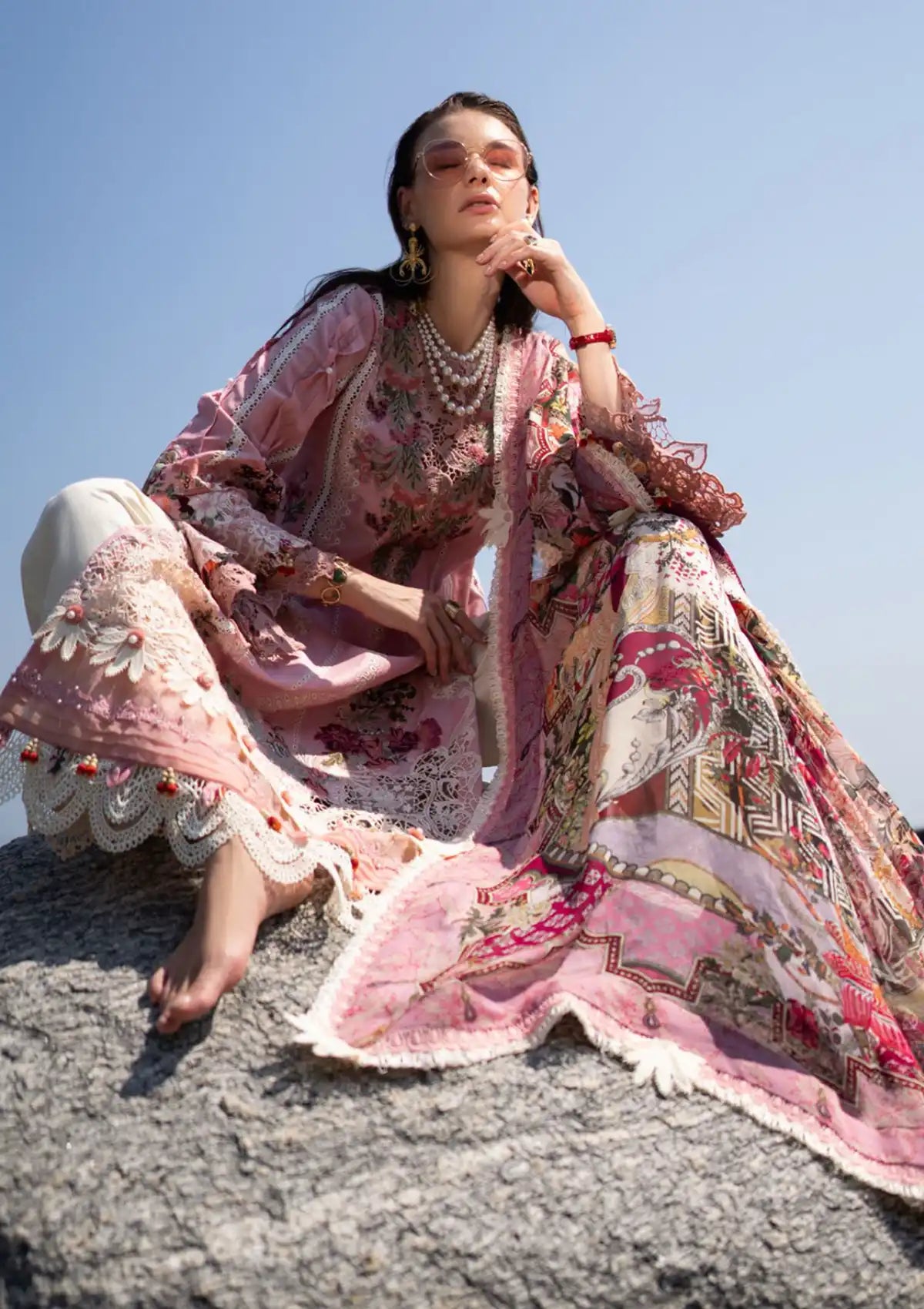 Alif By AJR Signature Luxury Lawn'24 ASL-04 Rosy - Mohsin Saeed Fabrics