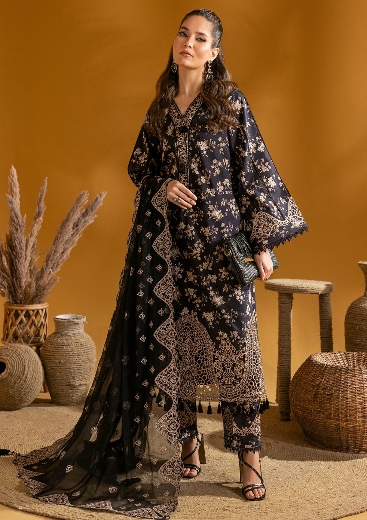 Maahi Print Emb Lawn by Alizeh'24 D-02 TARA - Mohsin Saeed Fabrics