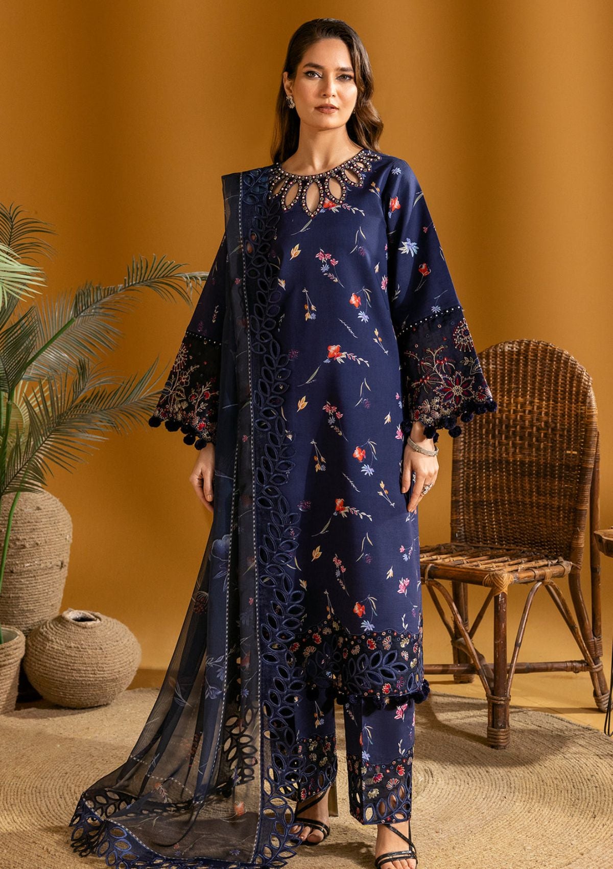 Maahi Print Emb Lawn by Alizeh'24 D-05 IRIS - Mohsin Saeed Fabrics