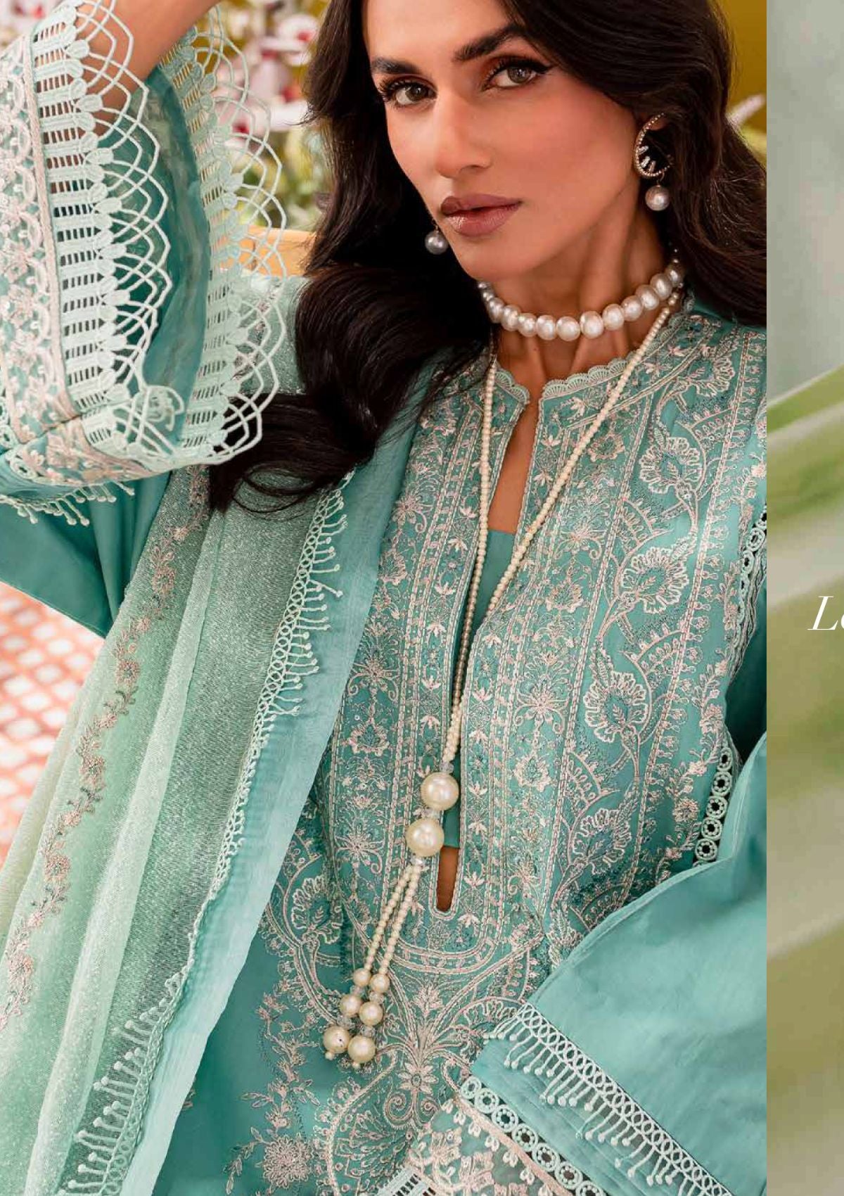 Freesia Mahru Luxury Lawn'23 MLFD-150(Sumi) - Mohsin Saeed Fabrics