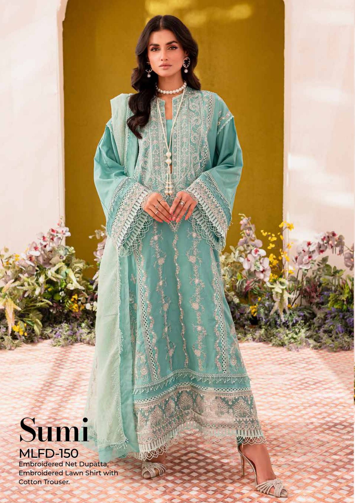 Freesia Mahru Luxury Lawn'23 MLFD-150(Sumi) - Mohsin Saeed Fabrics