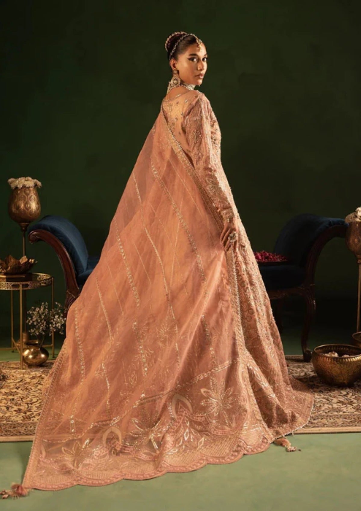 Diara Couture Onora Wedding Festive Unstitched'25 LEORA - WC-2-04 - PEACHY PINK