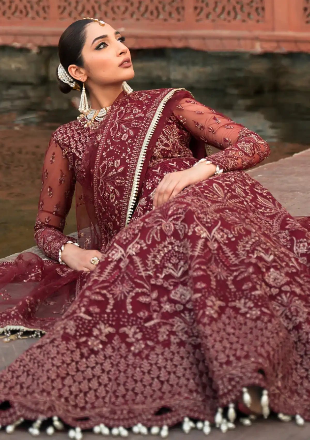 Ayzel Pehli Nazar Festive Chiffon'24 D-01 ZULEKHA - Mohsin Saeed Fabrics