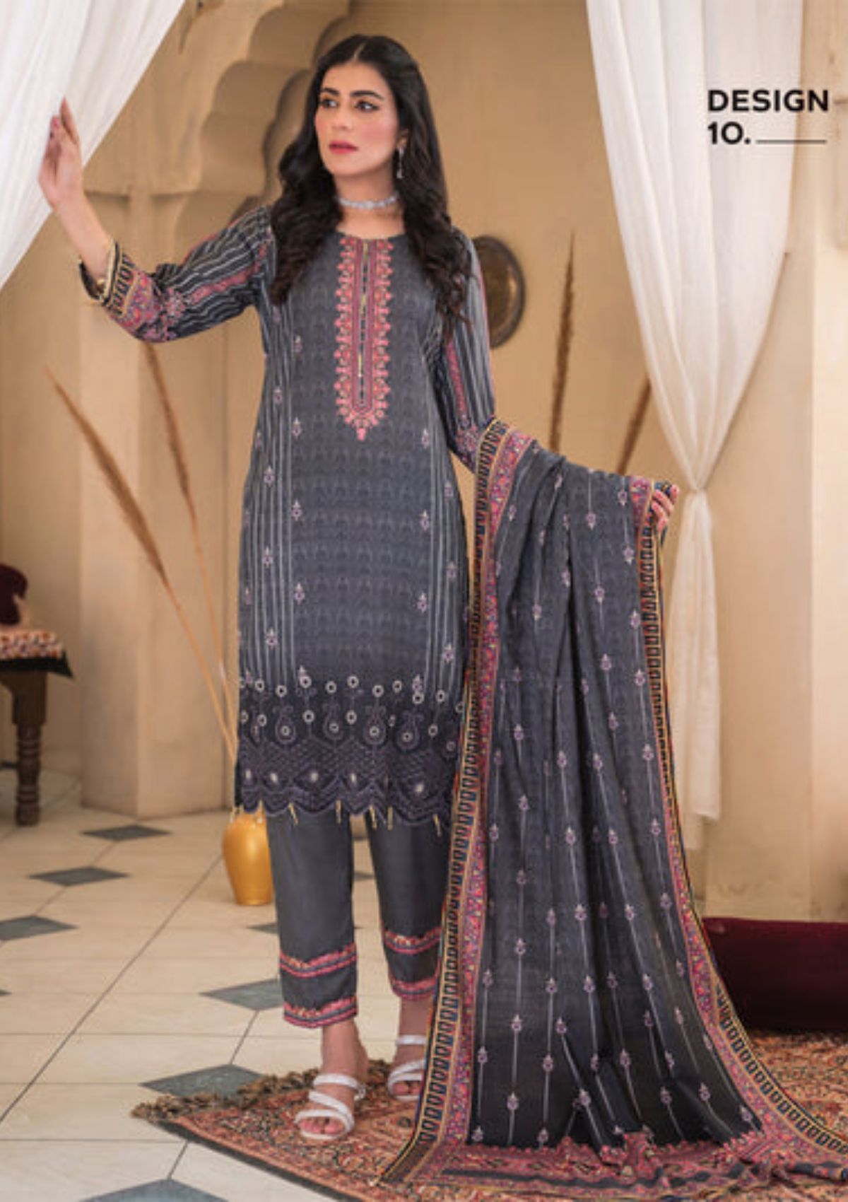Rosaliana Slub Chikankari By MTF'23 D-10 - Mohsin Saeed Fabrics