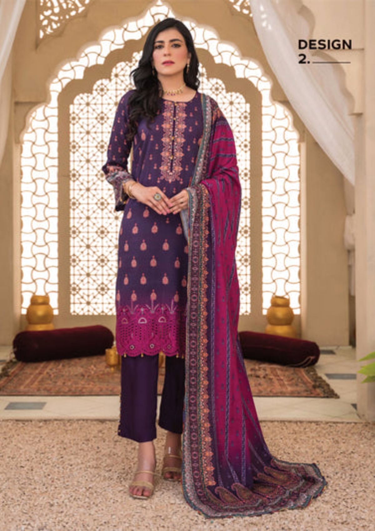 Rosaliana Slub Chikankari By MTF'23 D-02 - Mohsin Saeed Fabrics