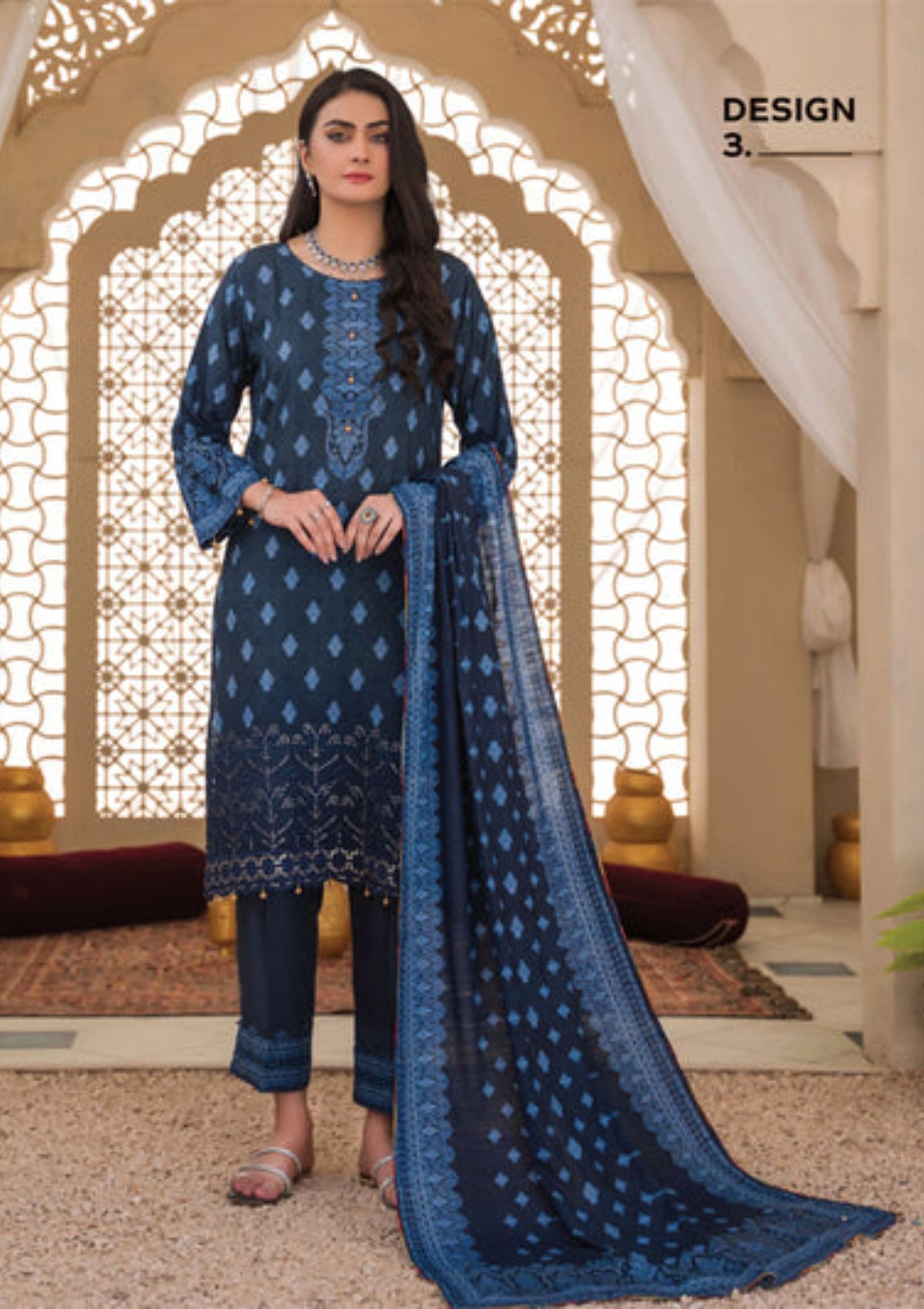 Rosaliana Slub Chikankari By MTF'23 D-03 - Mohsin Saeed Fabrics