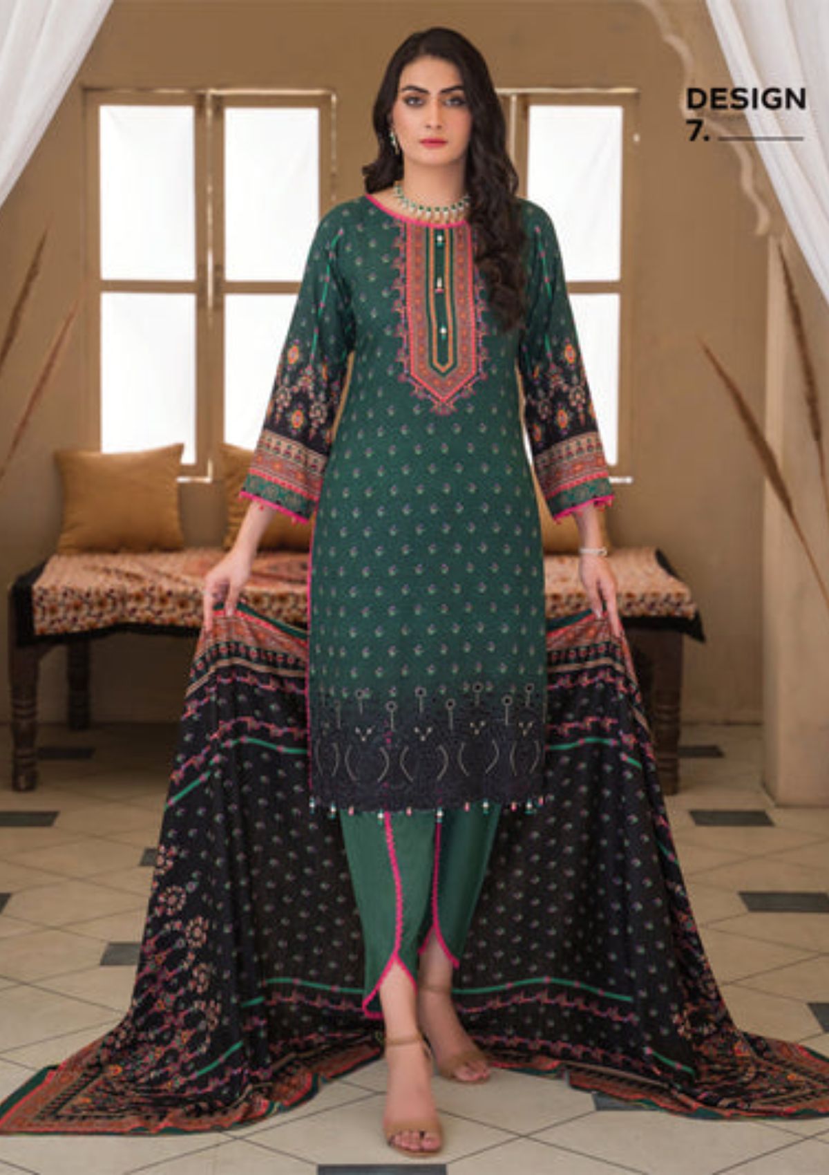 Rosaliana Slub Chikankari By MTF'23 D-07 - Mohsin Saeed Fabrics