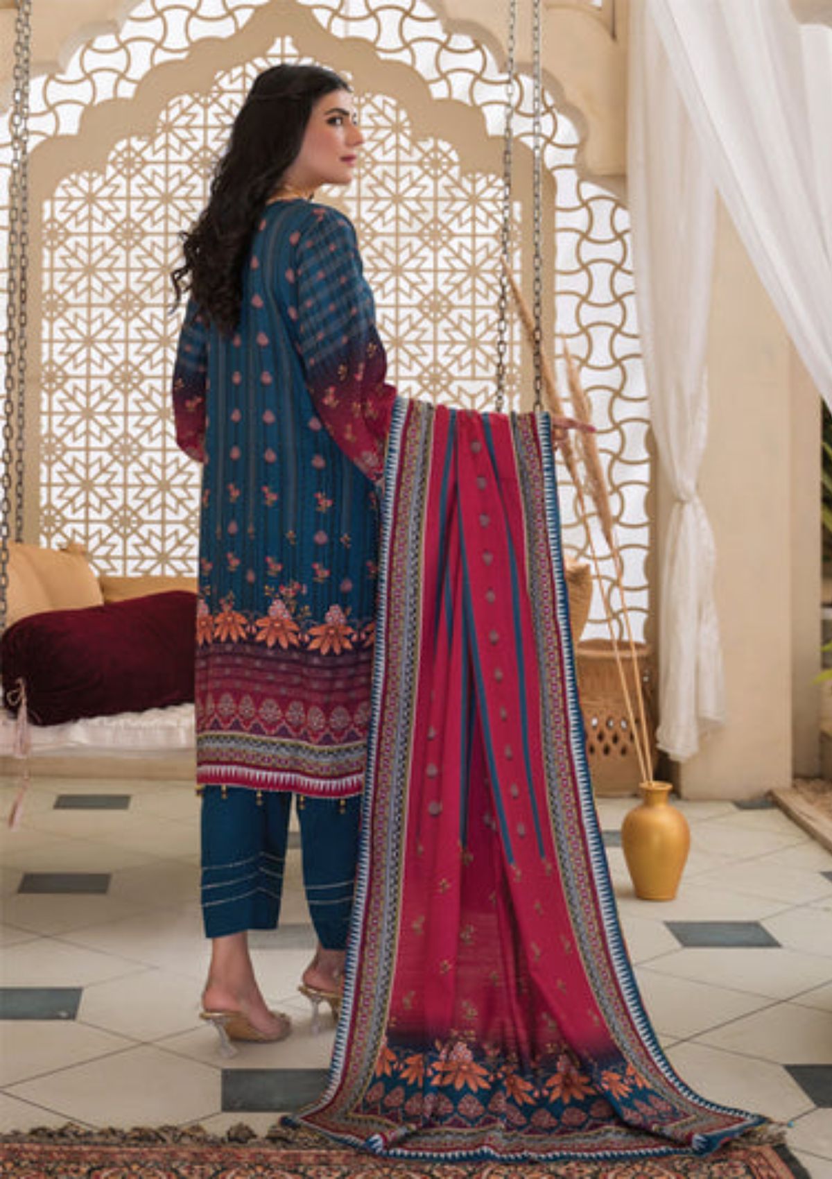 Rosaliana Slub Chikankari By MTF'23 D-08 - Mohsin Saeed Fabrics