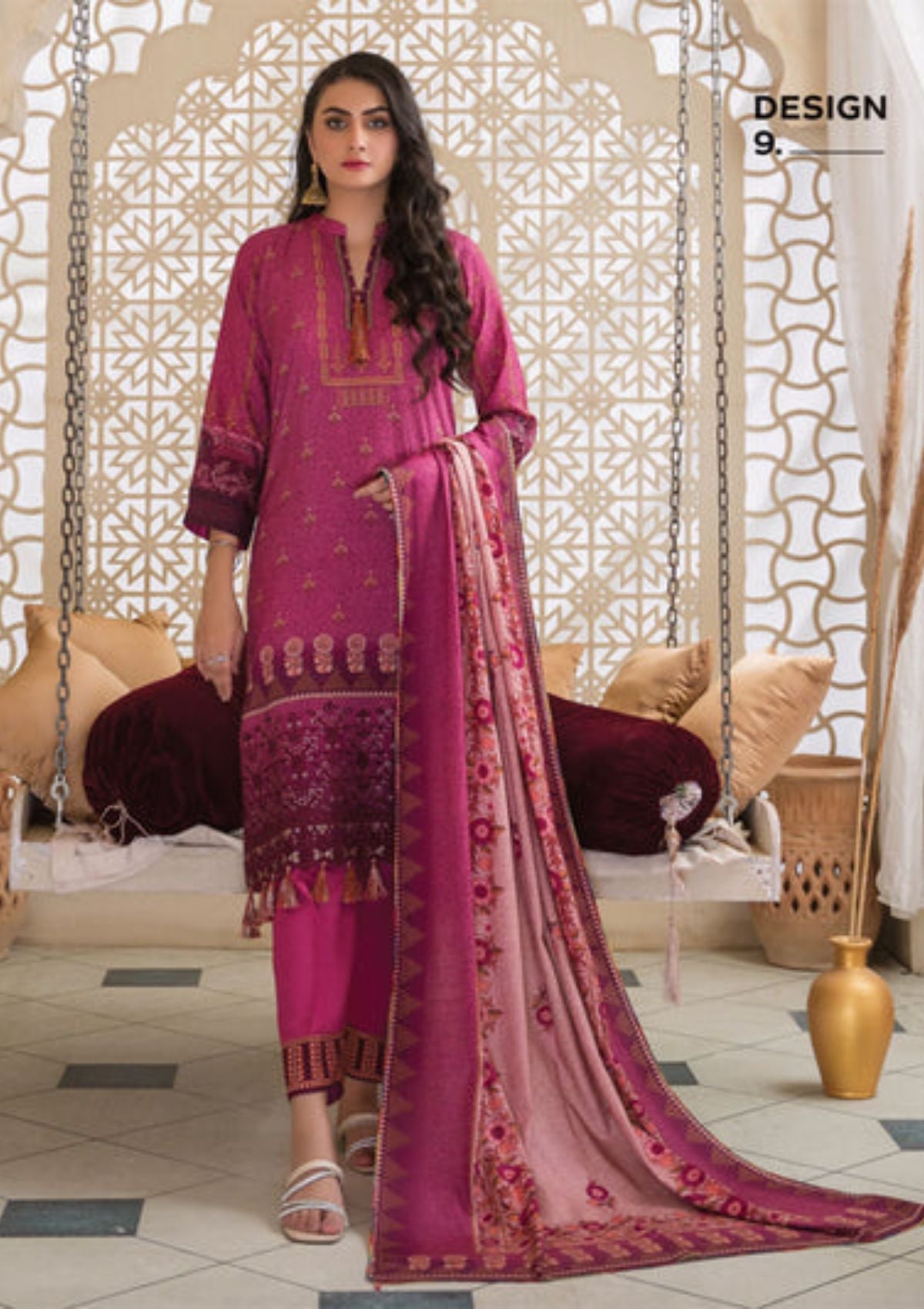 Rosaliana Slub Chikankari By MTF'23 D-09 - Mohsin Saeed Fabrics