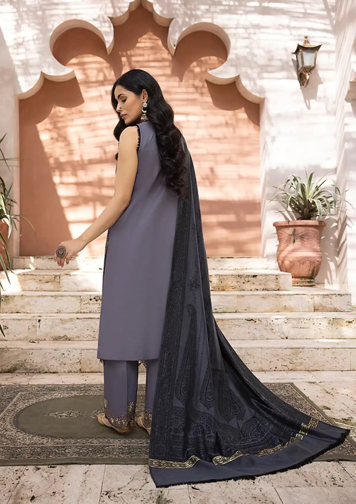 Humdum Elak Emb Khaddar'23 EL-07 - Mohsin Saeed Fabrics