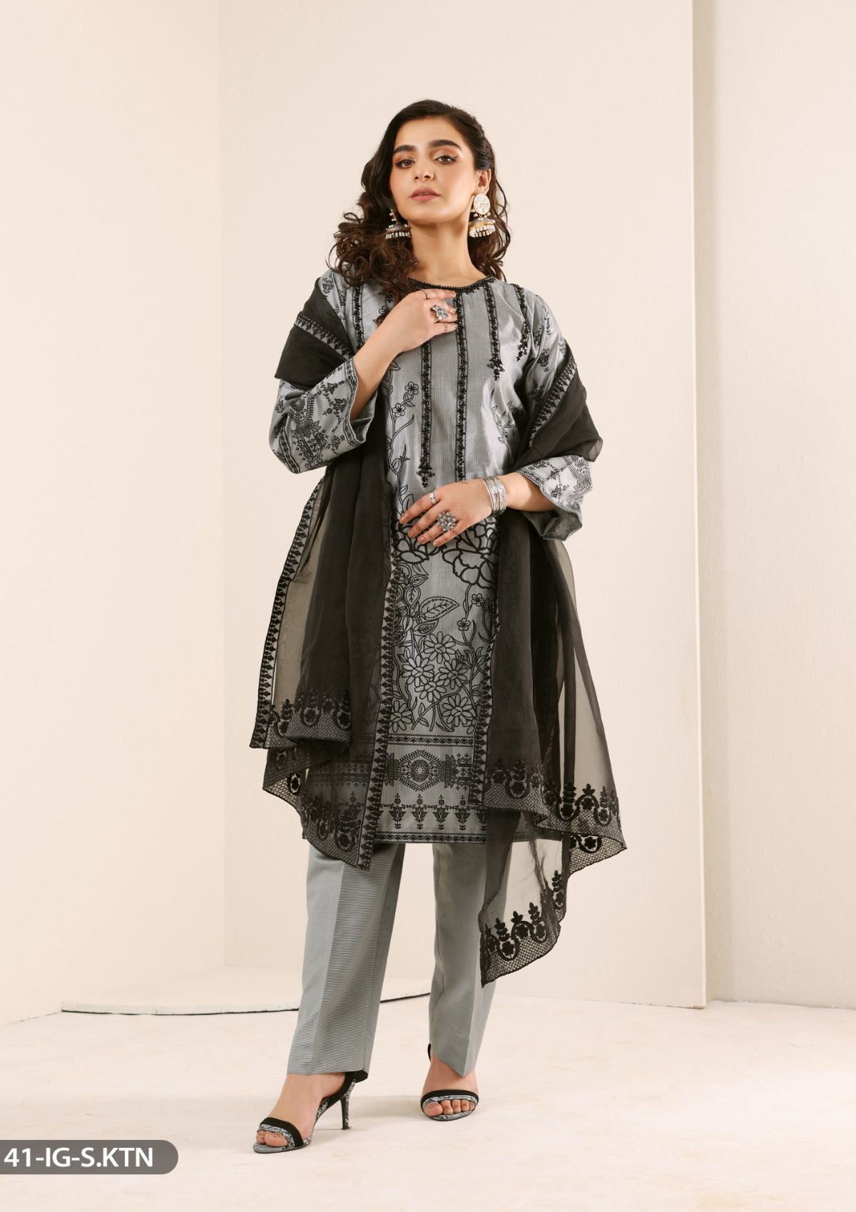 ShaPosh Casual Pret (12141-IG-S.KTN-GRY) - Mohsin Saeed Fabrics