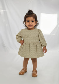 Girls Parachute Quilted Frock in Cream