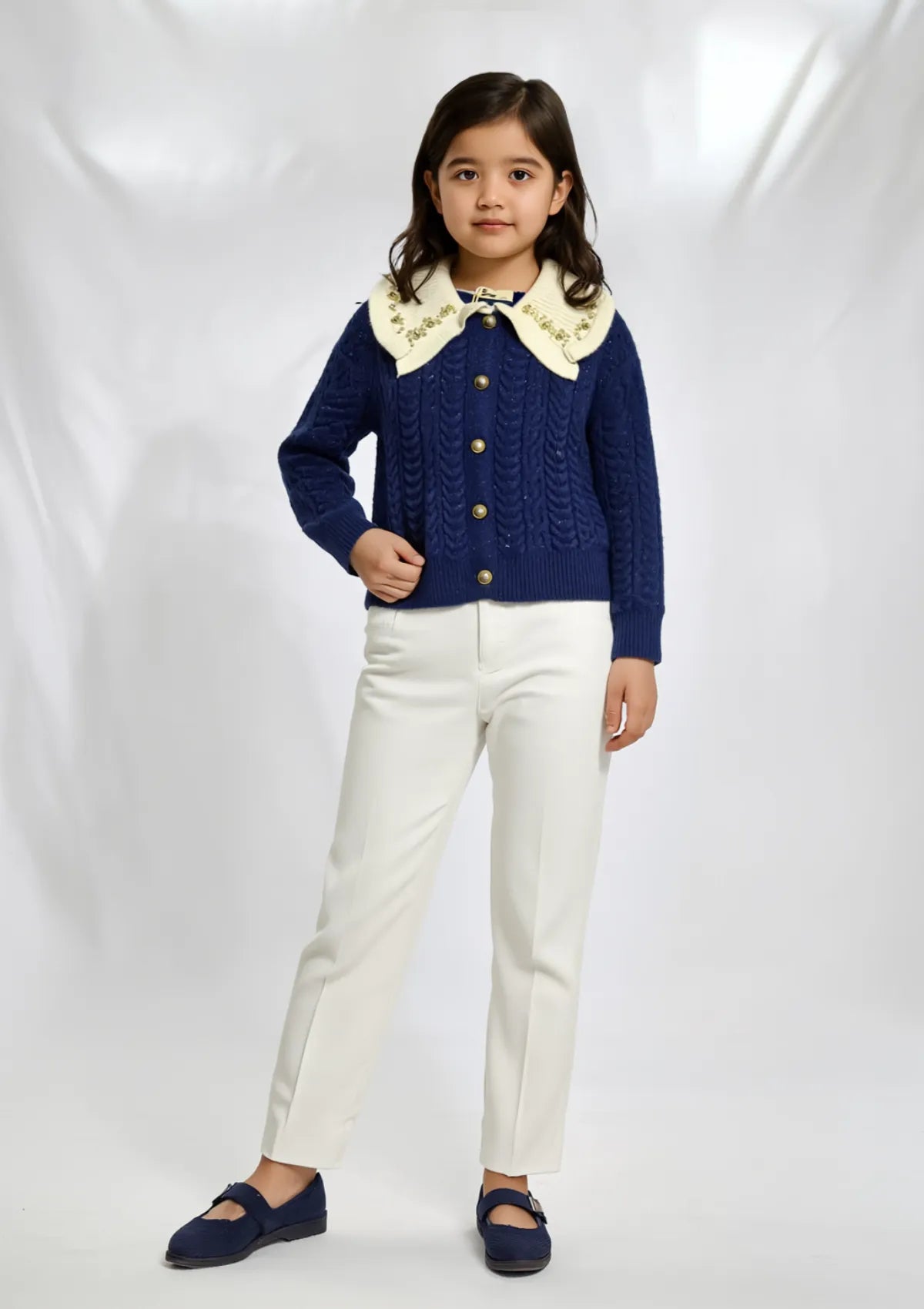 Girls Wool Sweater in Blue