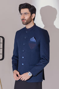 Hand Embroidered Prince Coat Navy Blue