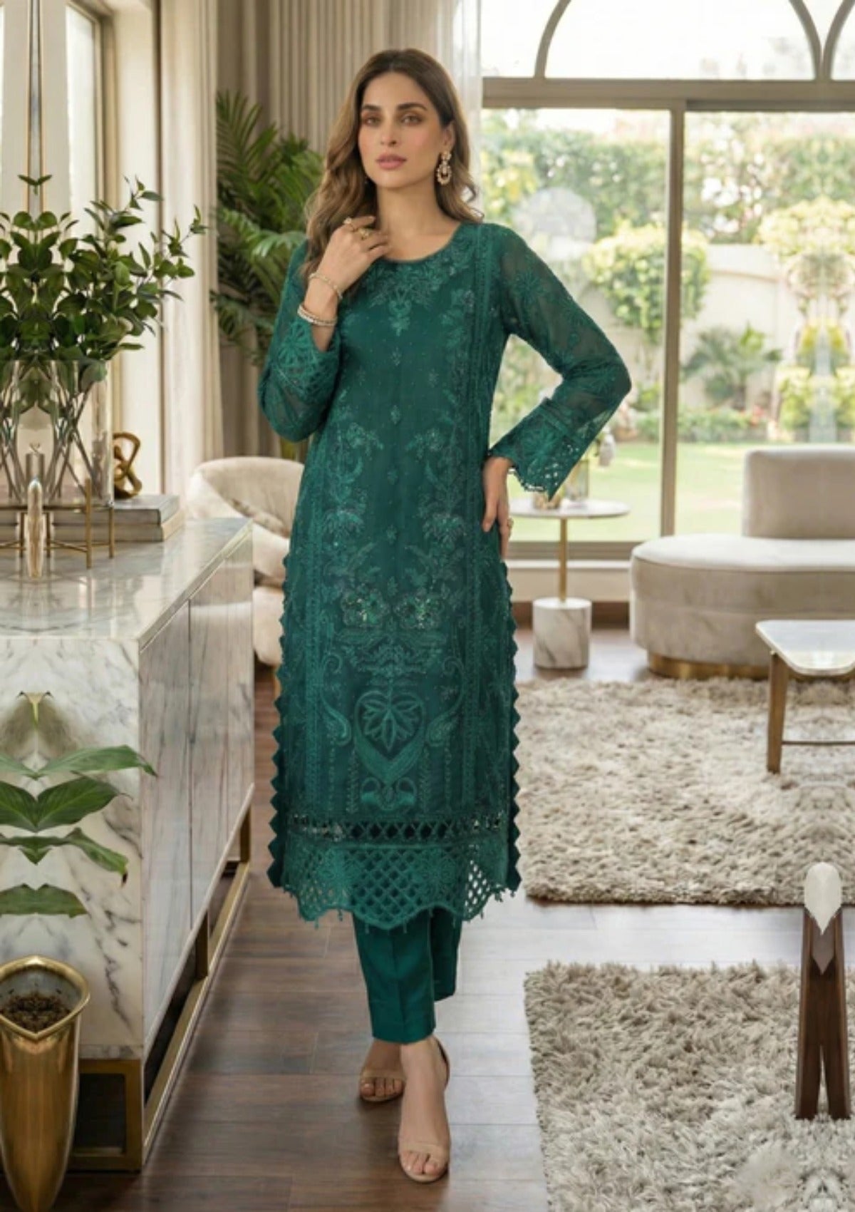 Diara Couture Tehzeeb'25 FALAH - POST-1-01 - SEA GREEN