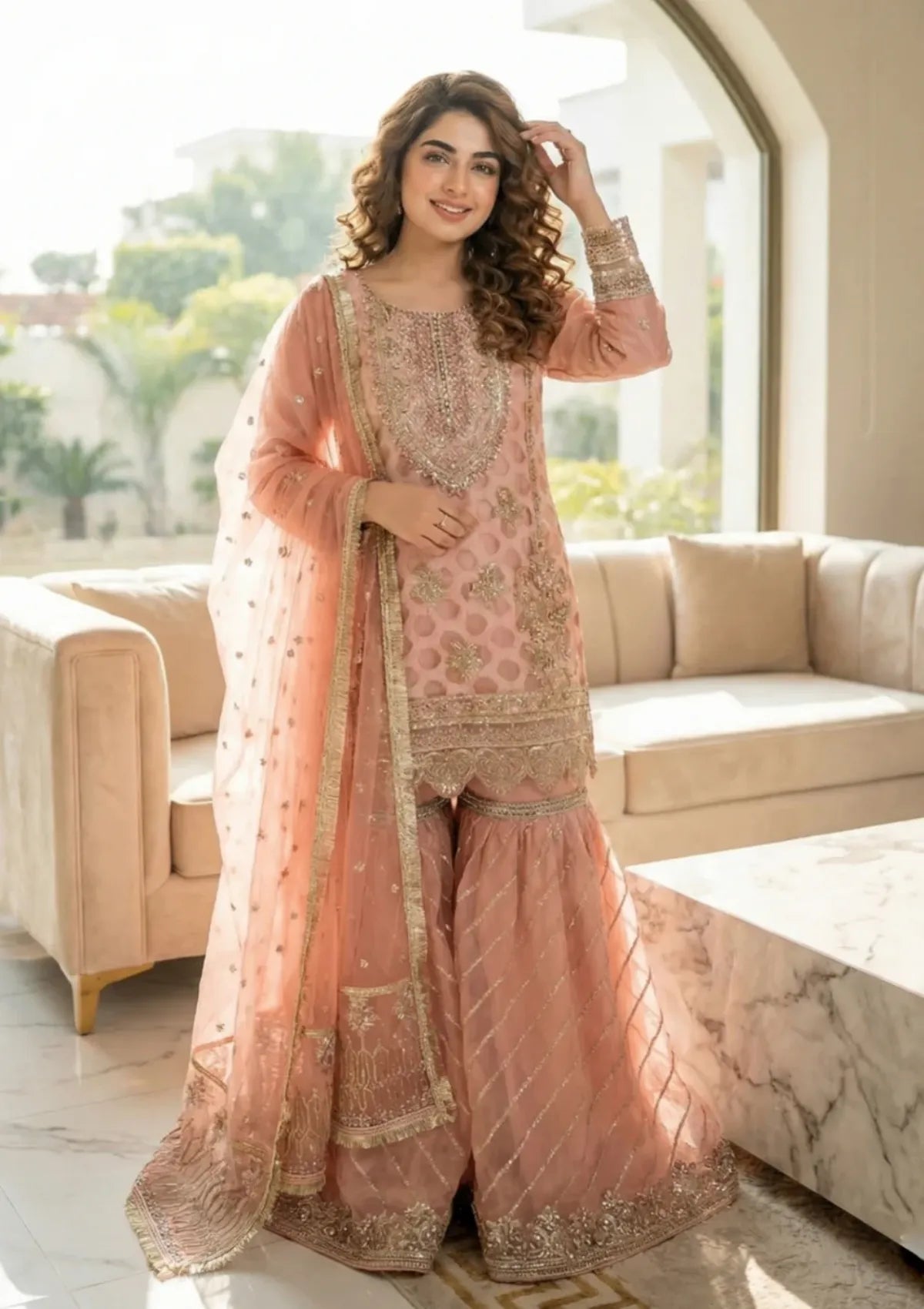 Diara Couture Tabeer'25 SHAHNOOR - US-493 - PEACH