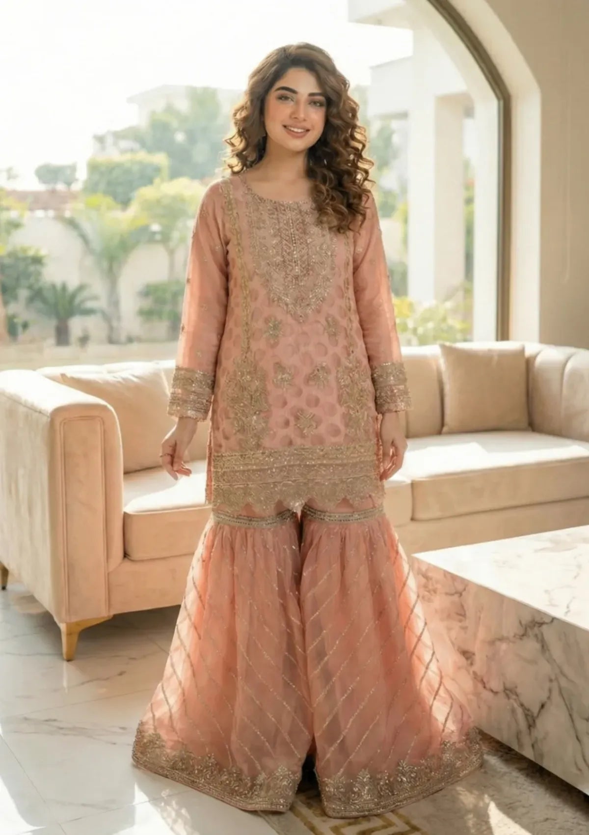 Diara Couture Tabeer'25 SHAHNOOR - US-493 - PEACH