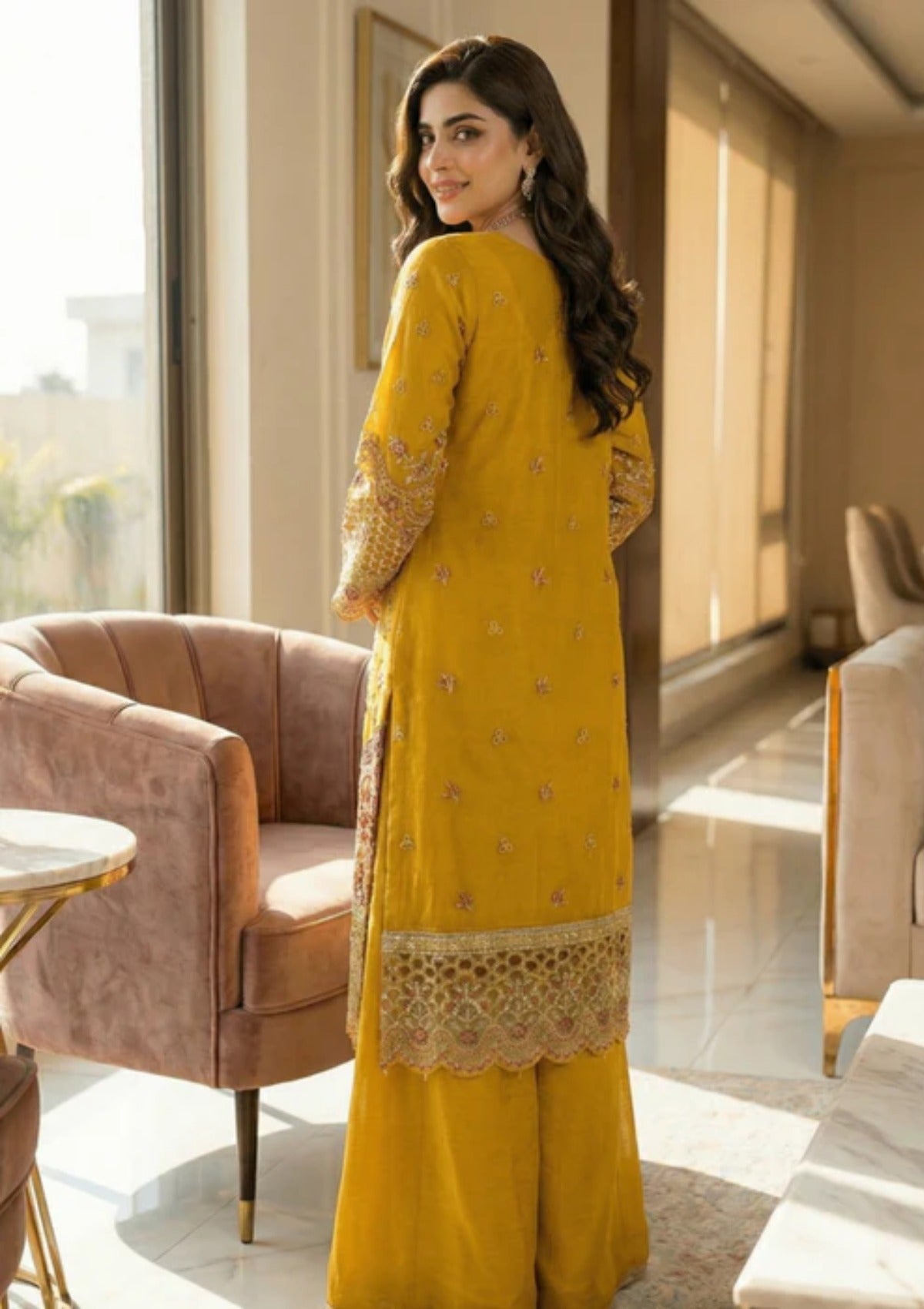 Diara Couture Aaraish'25 ZAFIA - US-646 - MUSTARD
