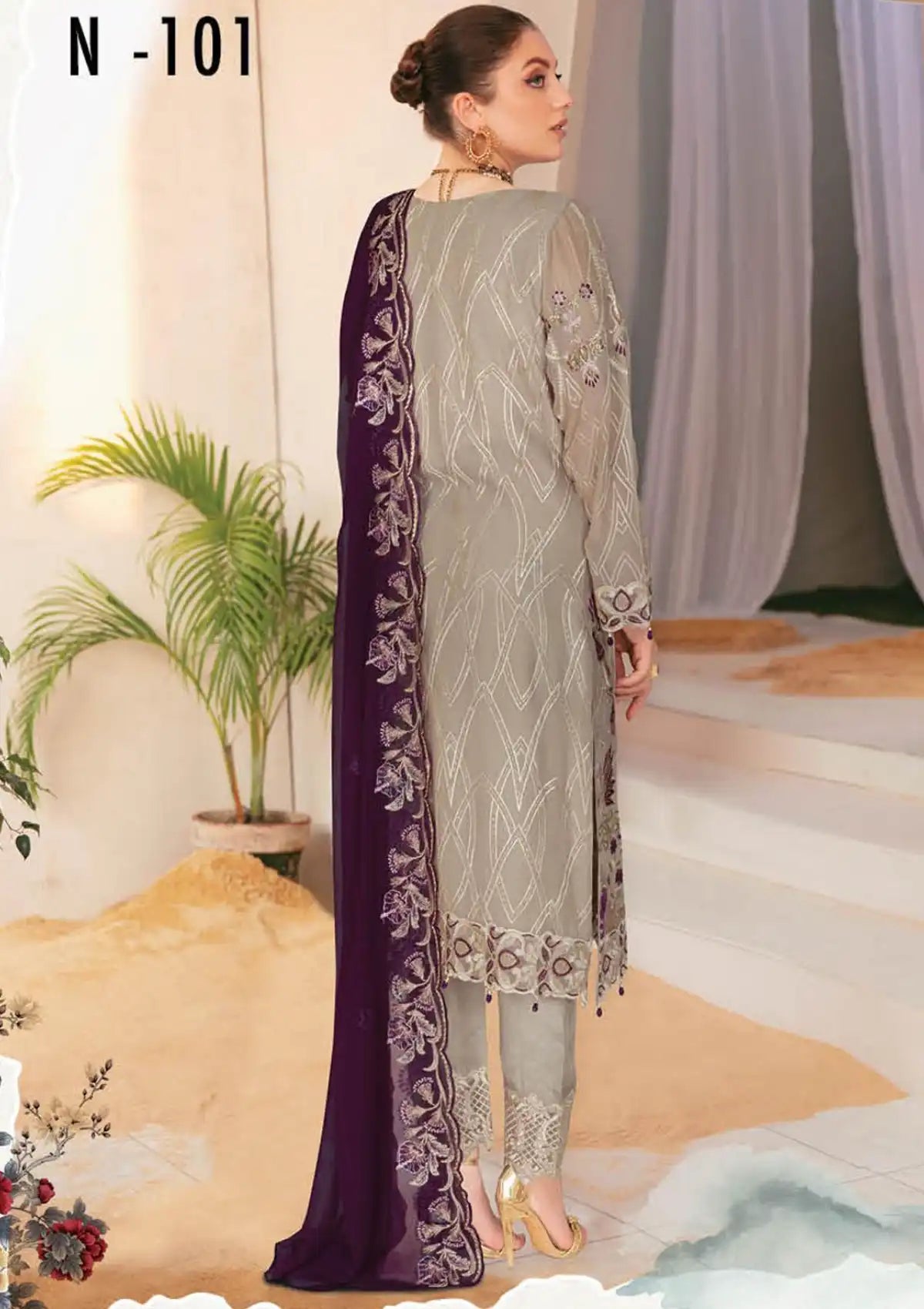 Ramsha Nayab Emb Chiffon'23 Vol-01 N-101 - Mohsin Saeed Fabrics