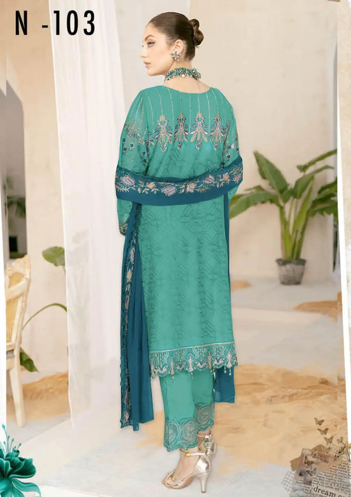 Ramsha Nayab Emb Chiffon'23 Vol-01 N-103 - Mohsin Saeed Fabrics
