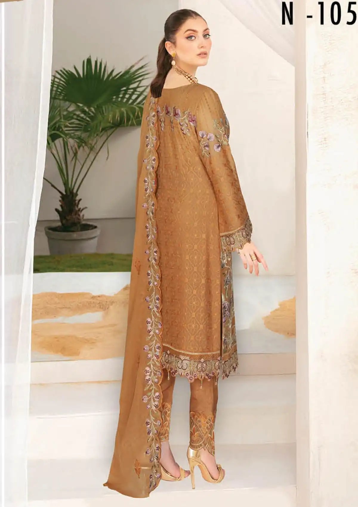 Ramsha Nayab Emb Chiffon'23 Vol-01 N-105 - Mohsin Saeed Fabrics
