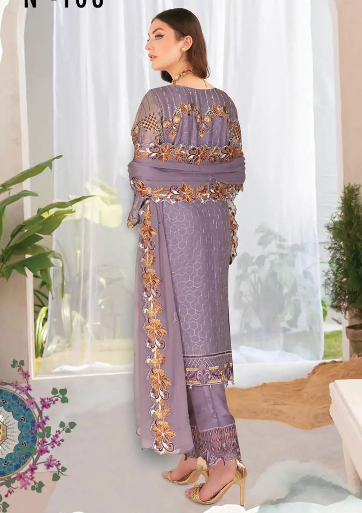 Ramsha Nayab Emb Chiffon'23 Vol-01 N-108 - Mohsin Saeed Fabrics