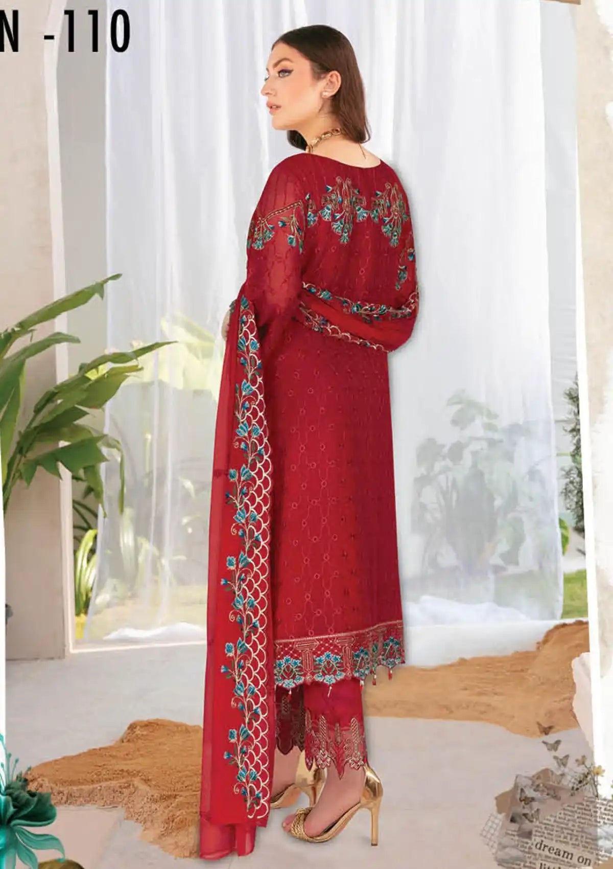 Ramsha Nayab Emb Chiffon'23 Vol-01 N-110 - Mohsin Saeed Fabrics