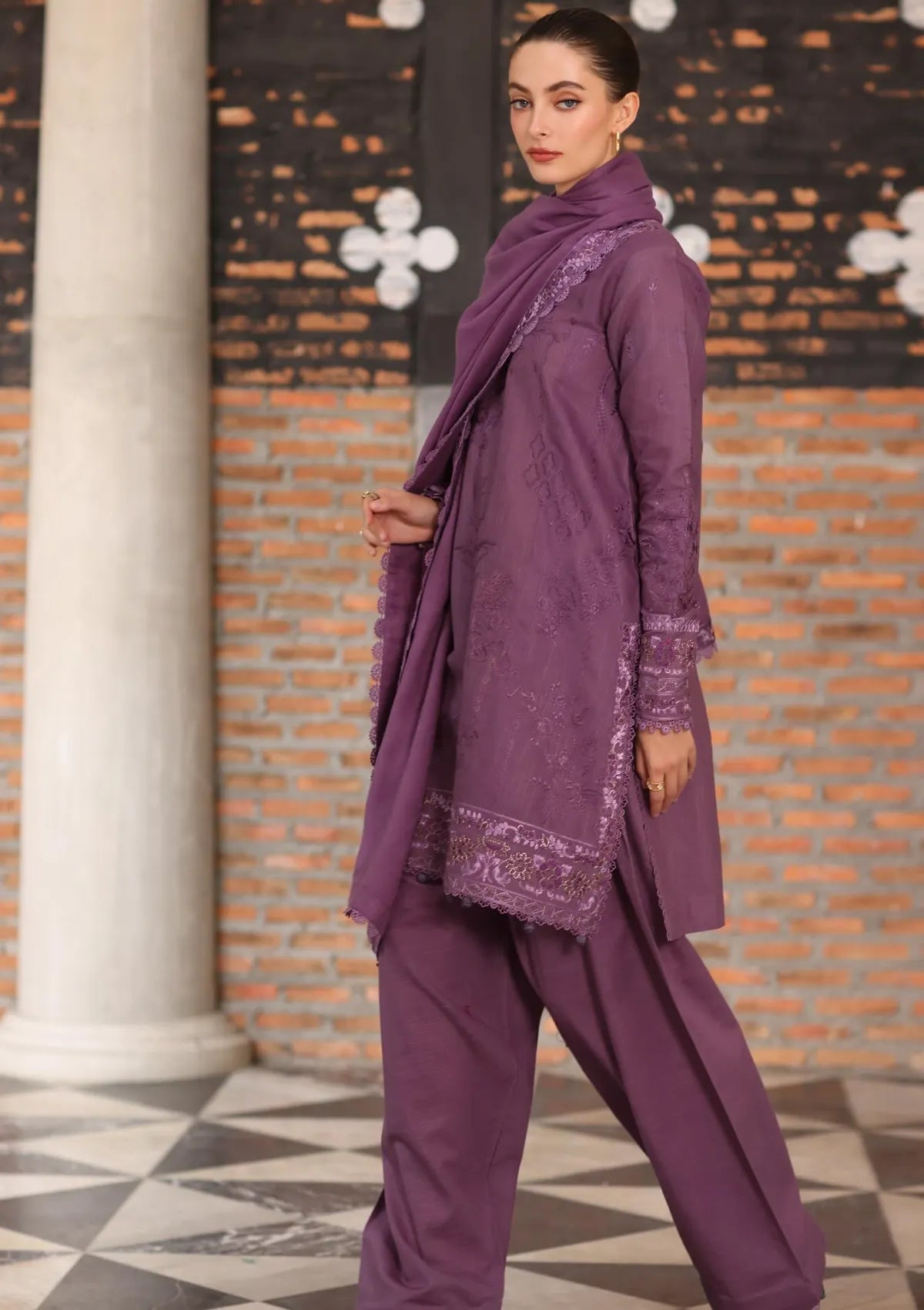 Noor By Saadia Asad Pashmina Shawl'25 D-06 Serenity