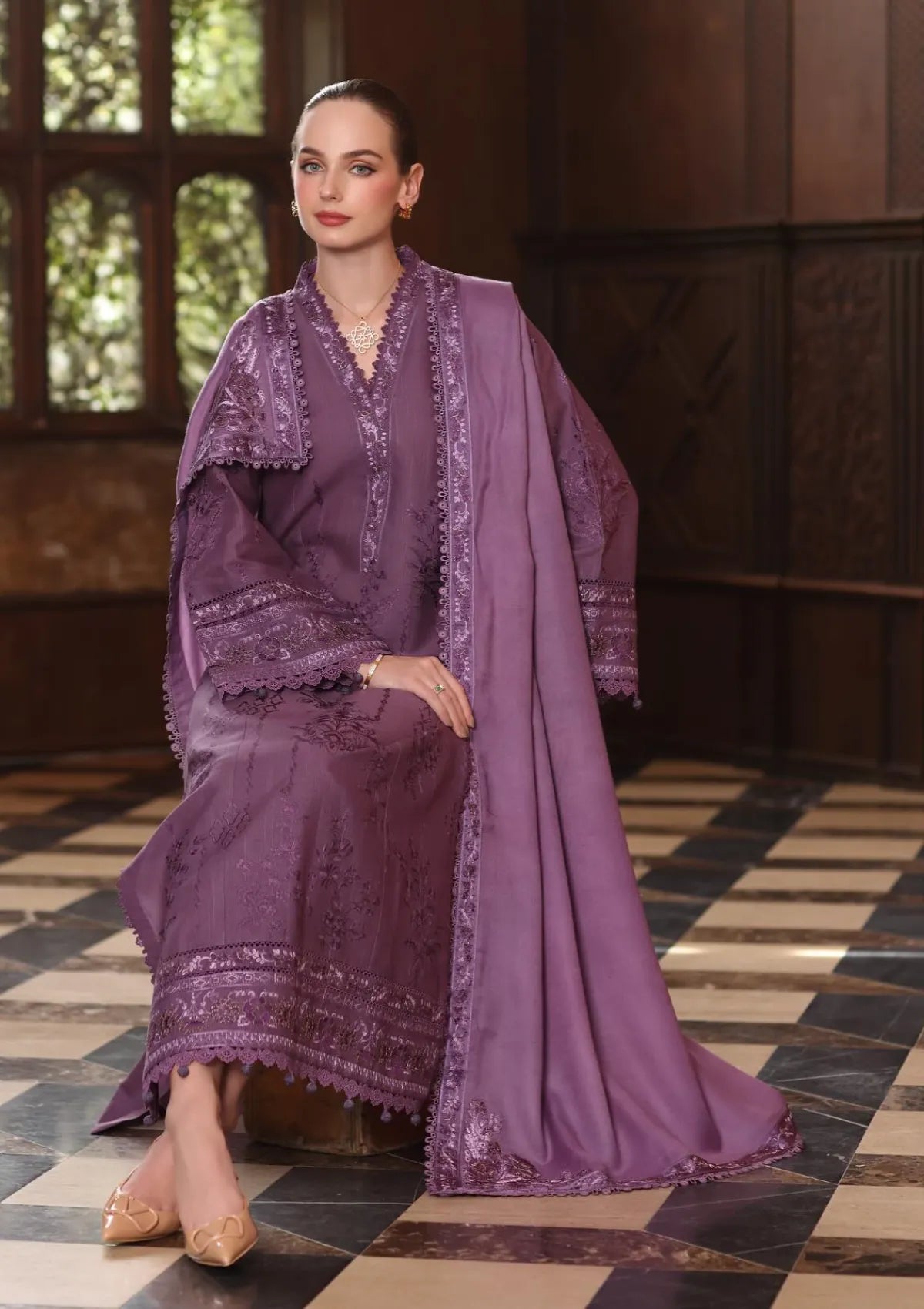 Noor By Saadia Asad Pashmina Shawl'25 D-06 Serenity