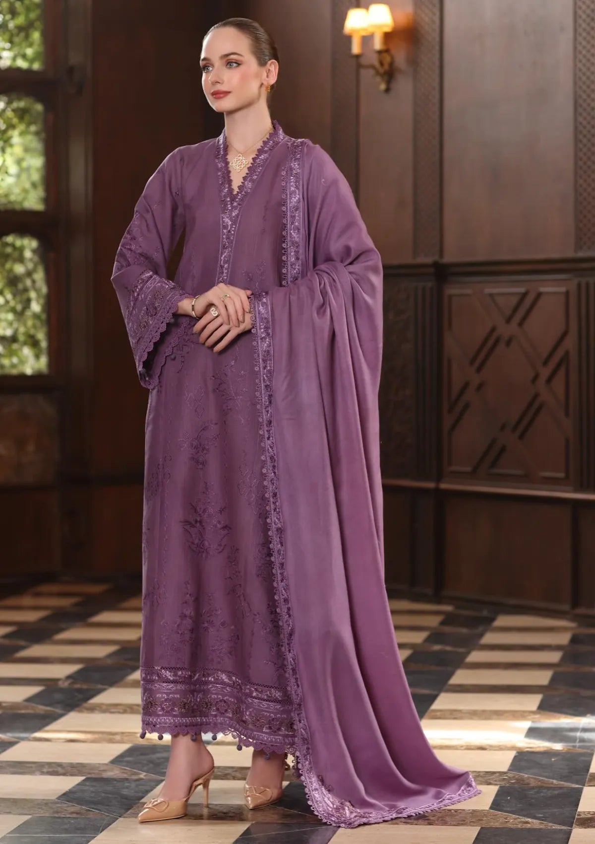 Noor By Saadia Asad Pashmina Shawl'25 D-06 Serenity