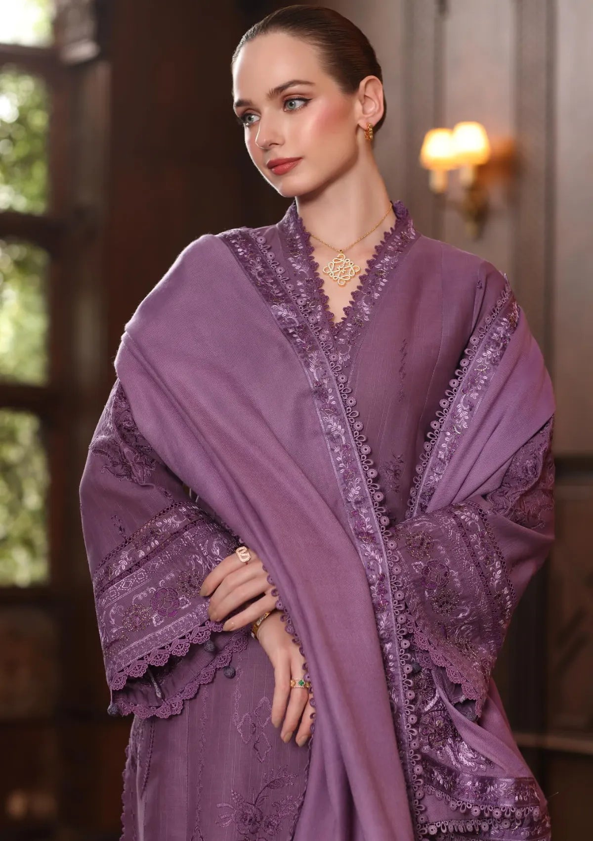 Noor By Saadia Asad Pashmina Shawl'25 D-06 Serenity