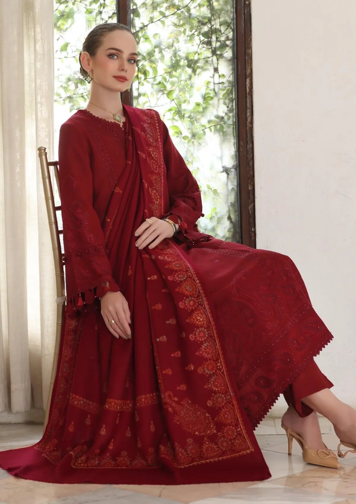 Noor By Saadia Asad Pashmina Shawl'25 D-05 Ember