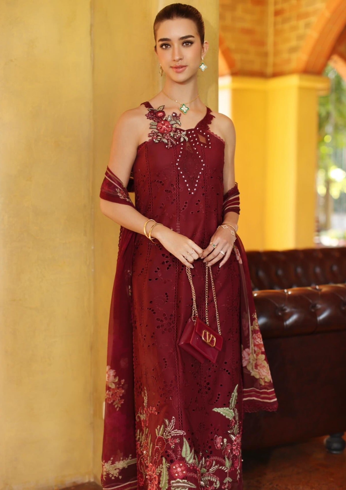 Noor By Saadia Asad Luxury Eid Schiffli Laserkari'26 D-10A Roselle