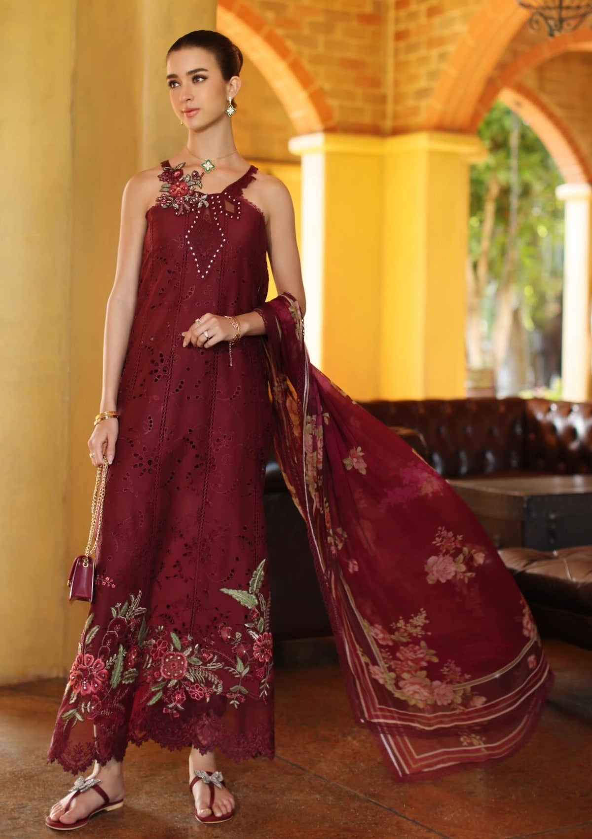 Noor By Saadia Asad Luxury Eid Schiffli Laserkari'26 D-10A Roselle