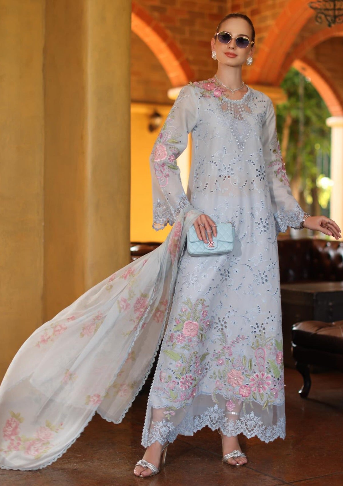 Noor By Saadia Asad Luxury Eid Schiffli Laserkari'26 D-10B Roselle