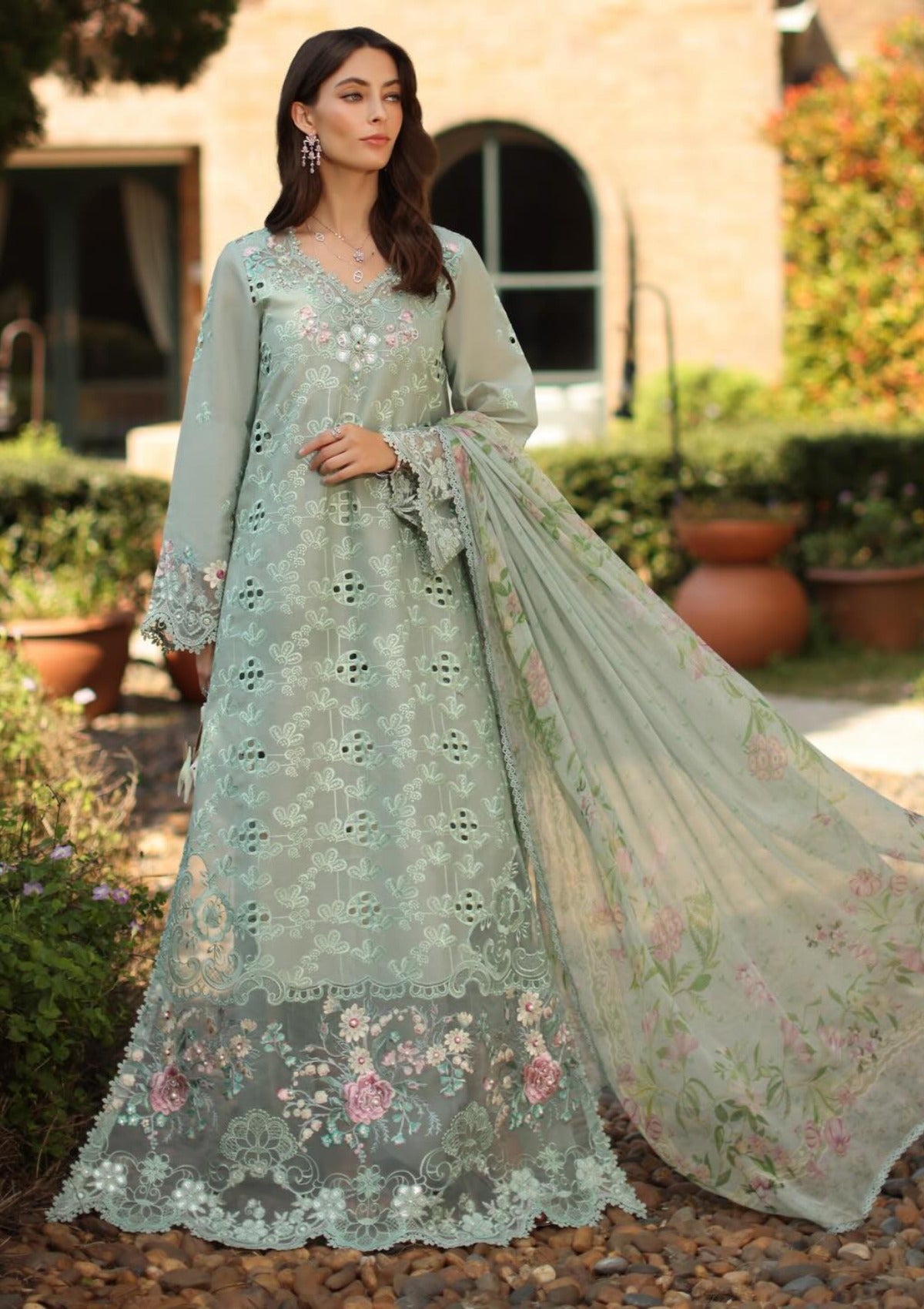 Noor By Saadia Asad Luxury Eid Schiffli Laserkari'26 D-07B Florine