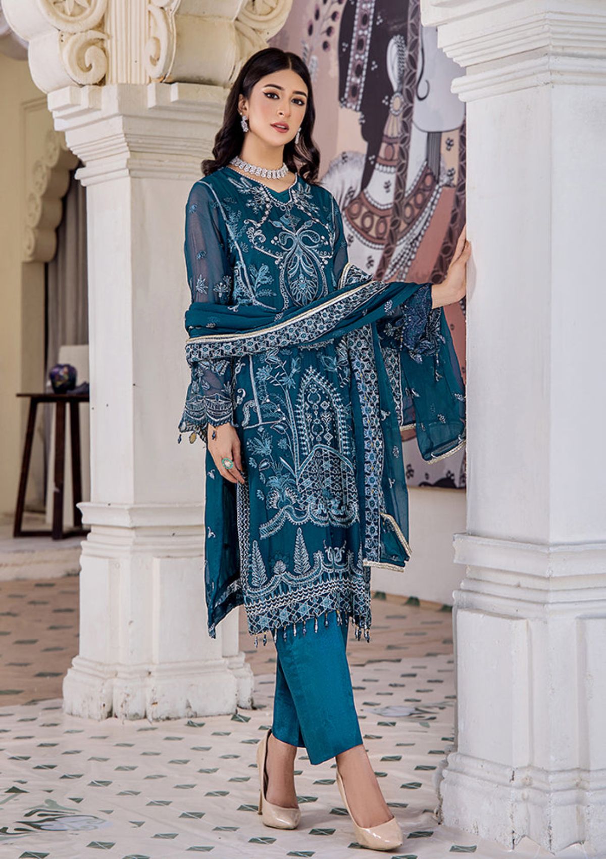 Pareesha Luxury Chiffon By Humdum'23 PS-08 - Mohsin Saeed Fabrics