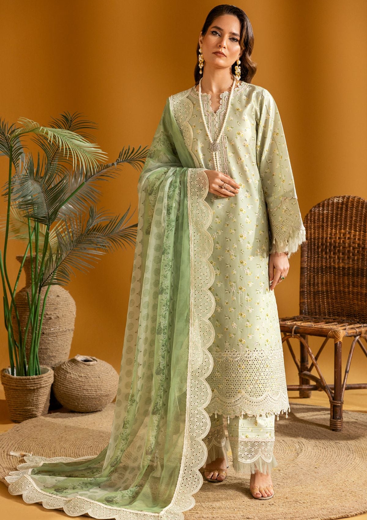 Maahi Print Emb Lawn by Alizeh'24 D-04 ZIVA - Mohsin Saeed Fabrics