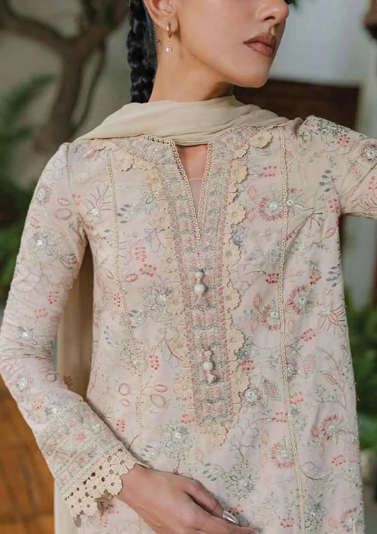 Qalamkar Qline Linen Collection'23 WL-04 (CELESTE) - Mohsin Saeed Fabrics