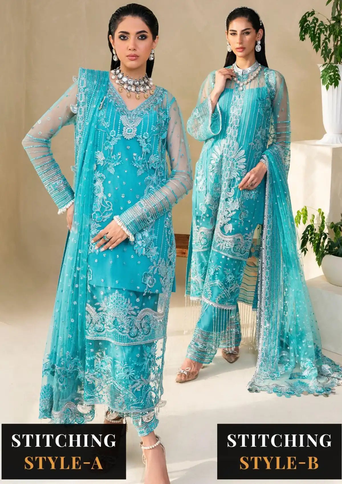 Raha By Muneefa Naz Luxury Wedding'23 D-05 Sage
